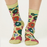 Thought Bio-Katoenen Sokken - Abstract Floral Pea Green Comfortabele sokken van bio-katoen